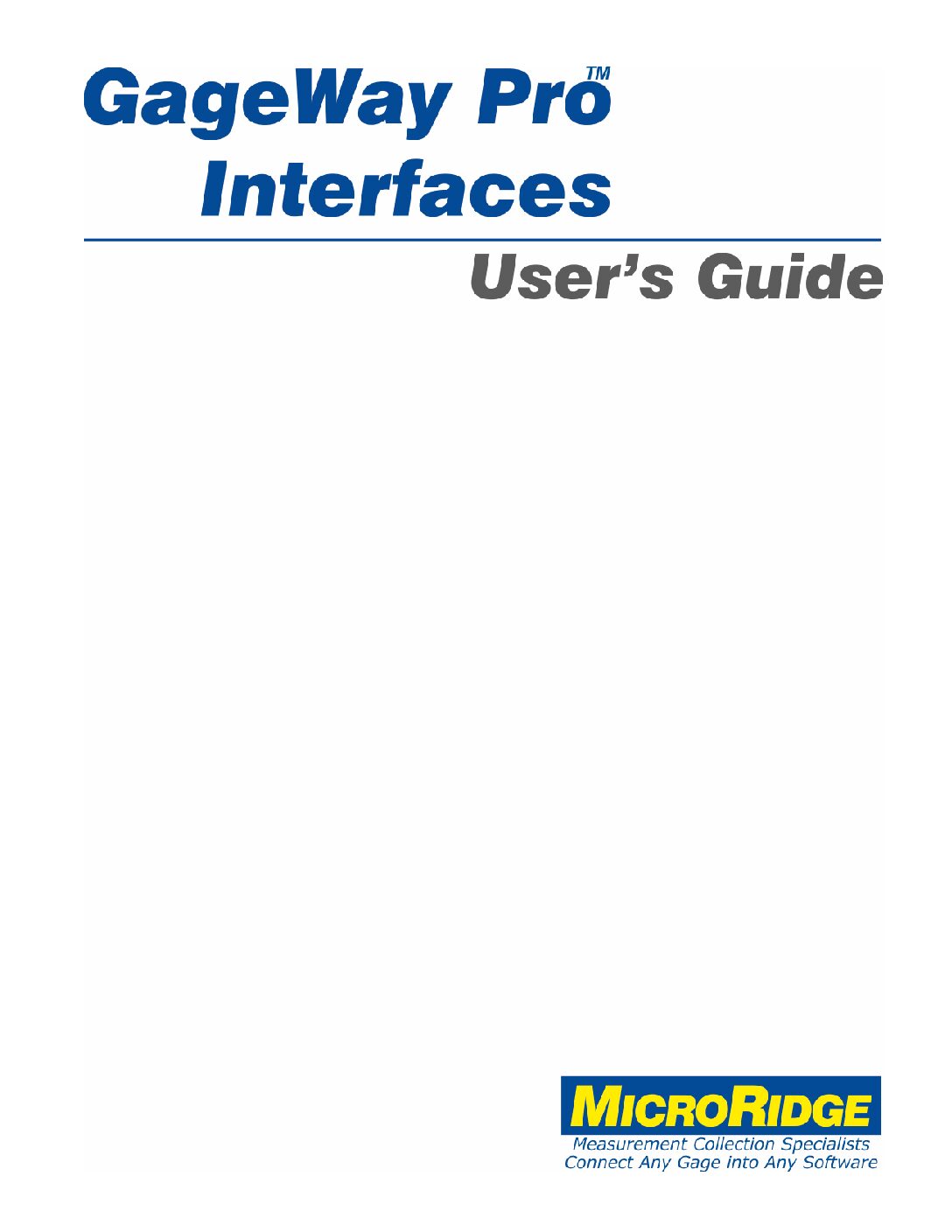 GageWay Pro User Guide