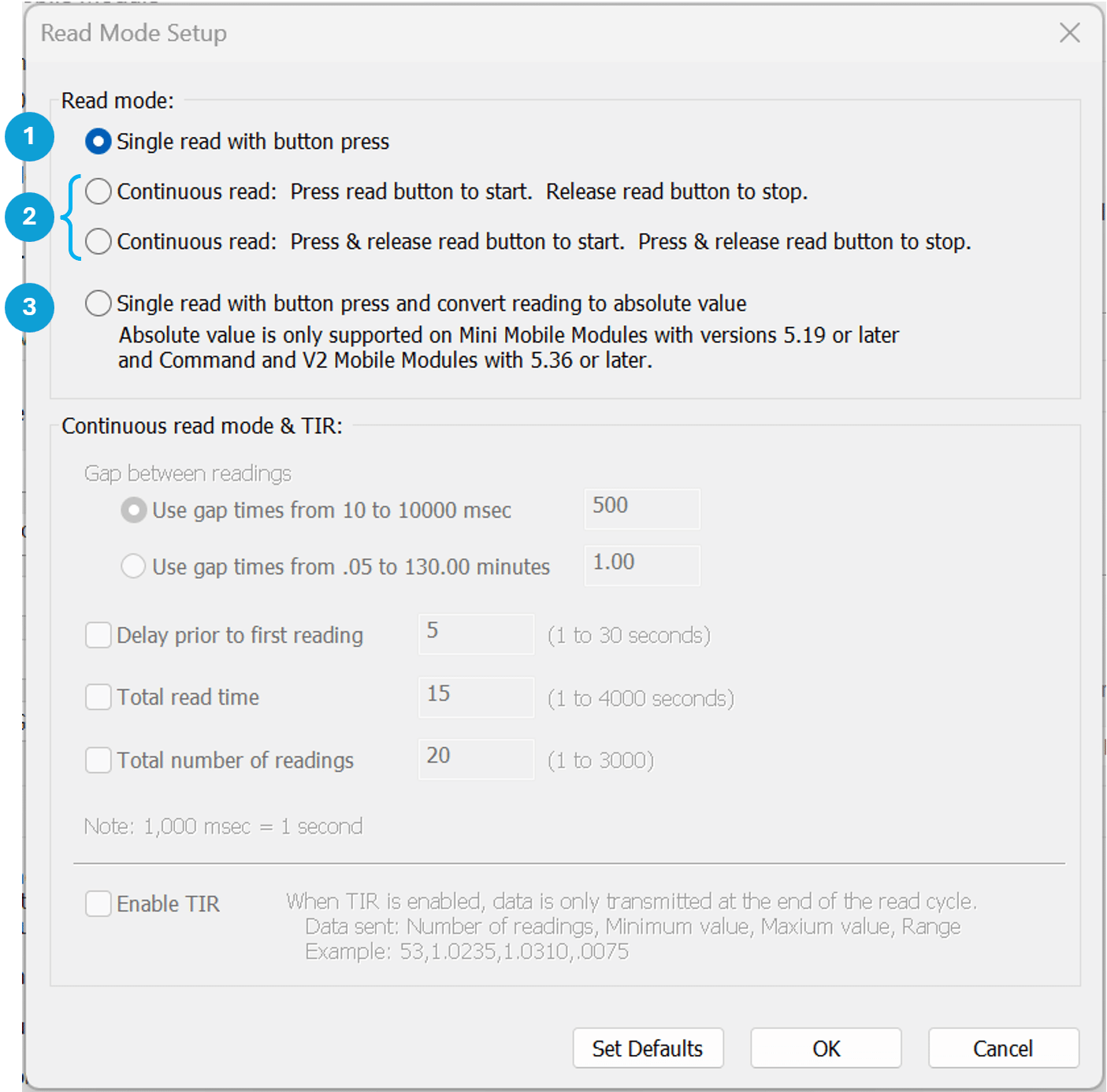 Read Mode Types