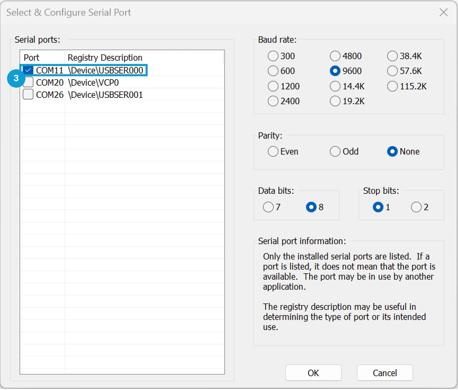 Serial Port Selection