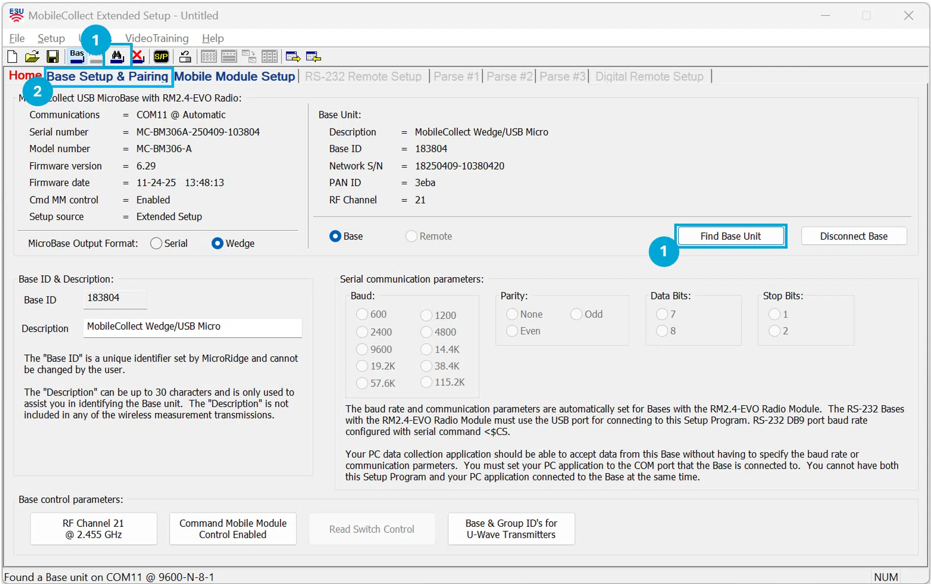 Find Base and then select Base Setup & Pairing tab