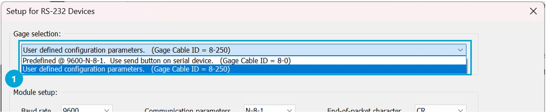 RS-232 Preconfigured Parameters