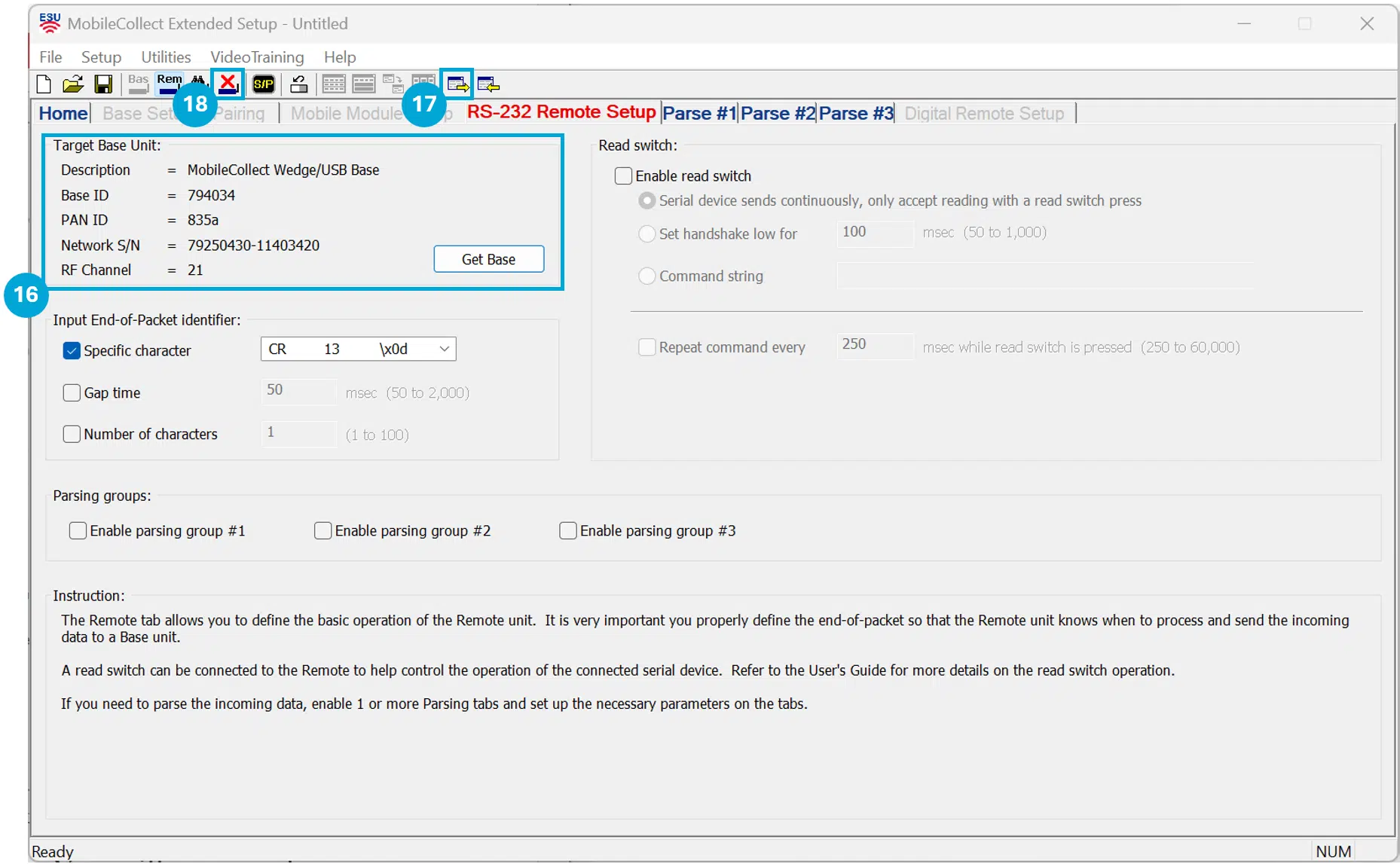 Send Target Base ID to RS-232 Remote